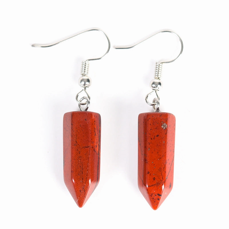 Wholesale Natural Cute Crystal Hexagonal Prism Earrings