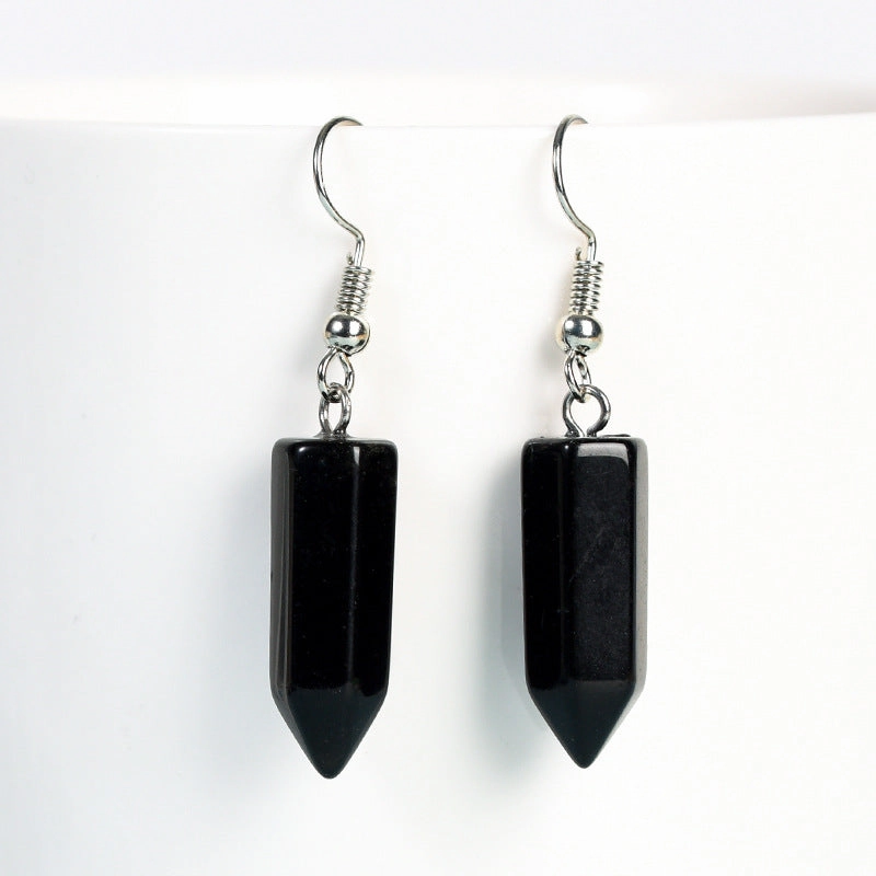 Wholesale Natural Cute Crystal Hexagonal Prism Earrings