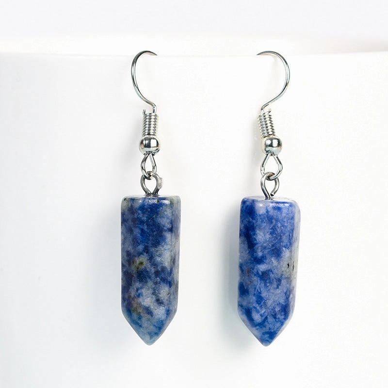 Wholesale Natural Cute Crystal Hexagonal Prism Earrings
