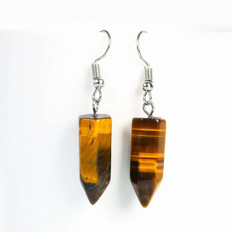 Wholesale Natural Cute Crystal Hexagonal Prism Earrings