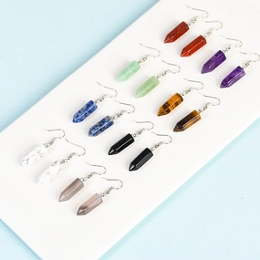 Wholesale Natural Cute Crystal Hexagonal Prism Earrings