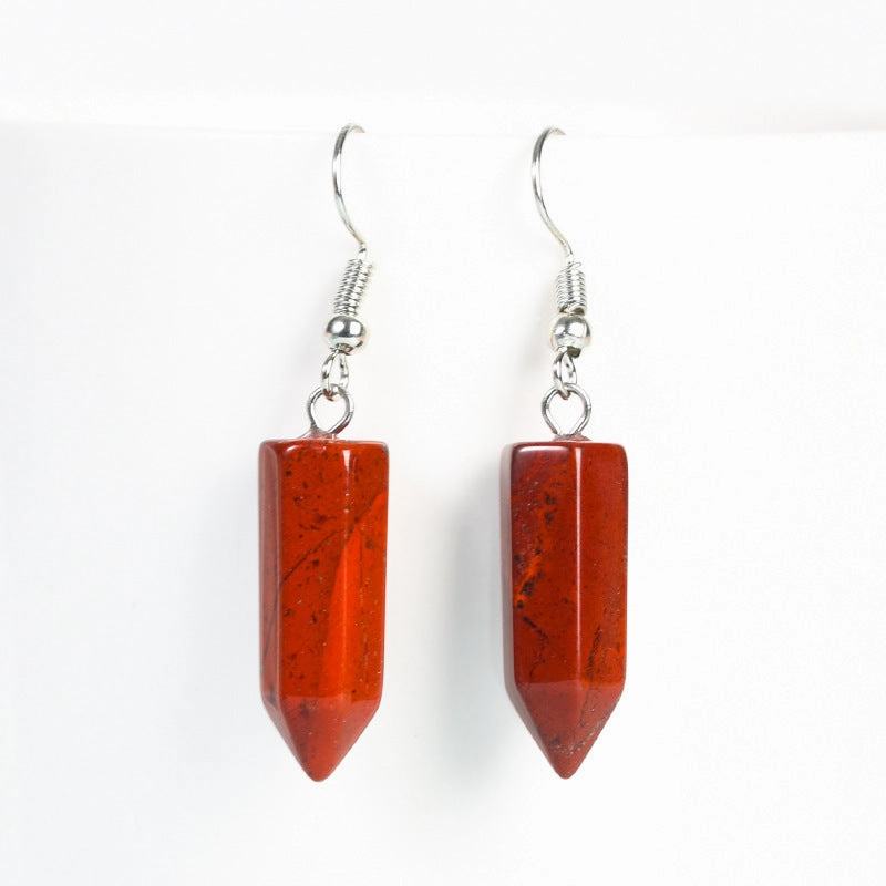 Wholesale Natural Cute Crystal Hexagonal Prism Earrings