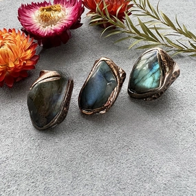 Wholesale Natural Elongated Moonstone Raw Stone Ring