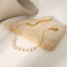Wholesale Natural Freshwater Pearl Stainless Steel Bracelet