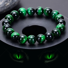 Wholesale Natural Green Tiger Eye Handmade Beaded Bracelet