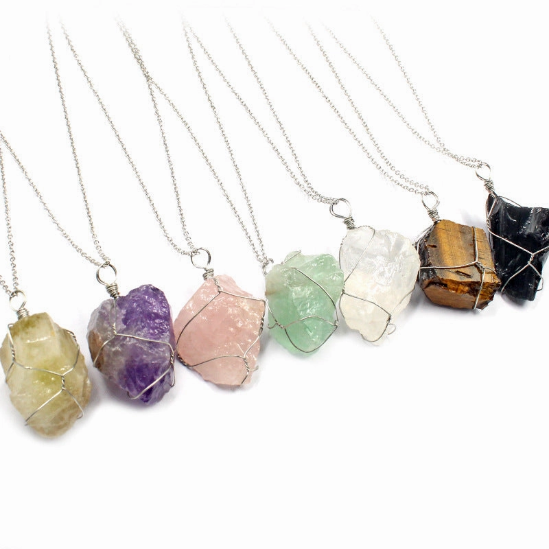 Wholesale Natural Irregular Crystal Rough Stone Necklace