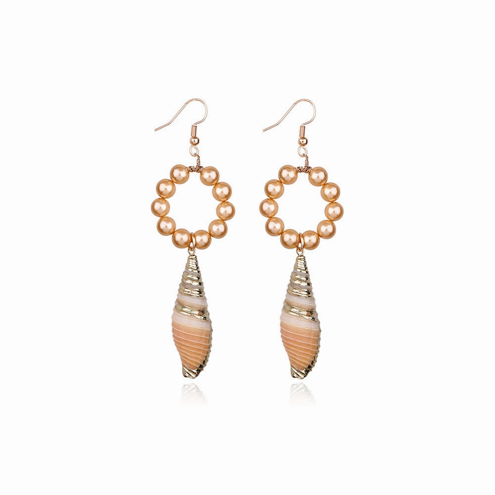 Wholesale Natural Pearl Seashell Conch Earrings