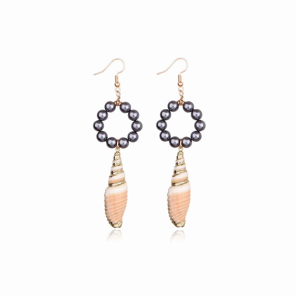 Wholesale Natural Pearl Seashell Conch Earrings