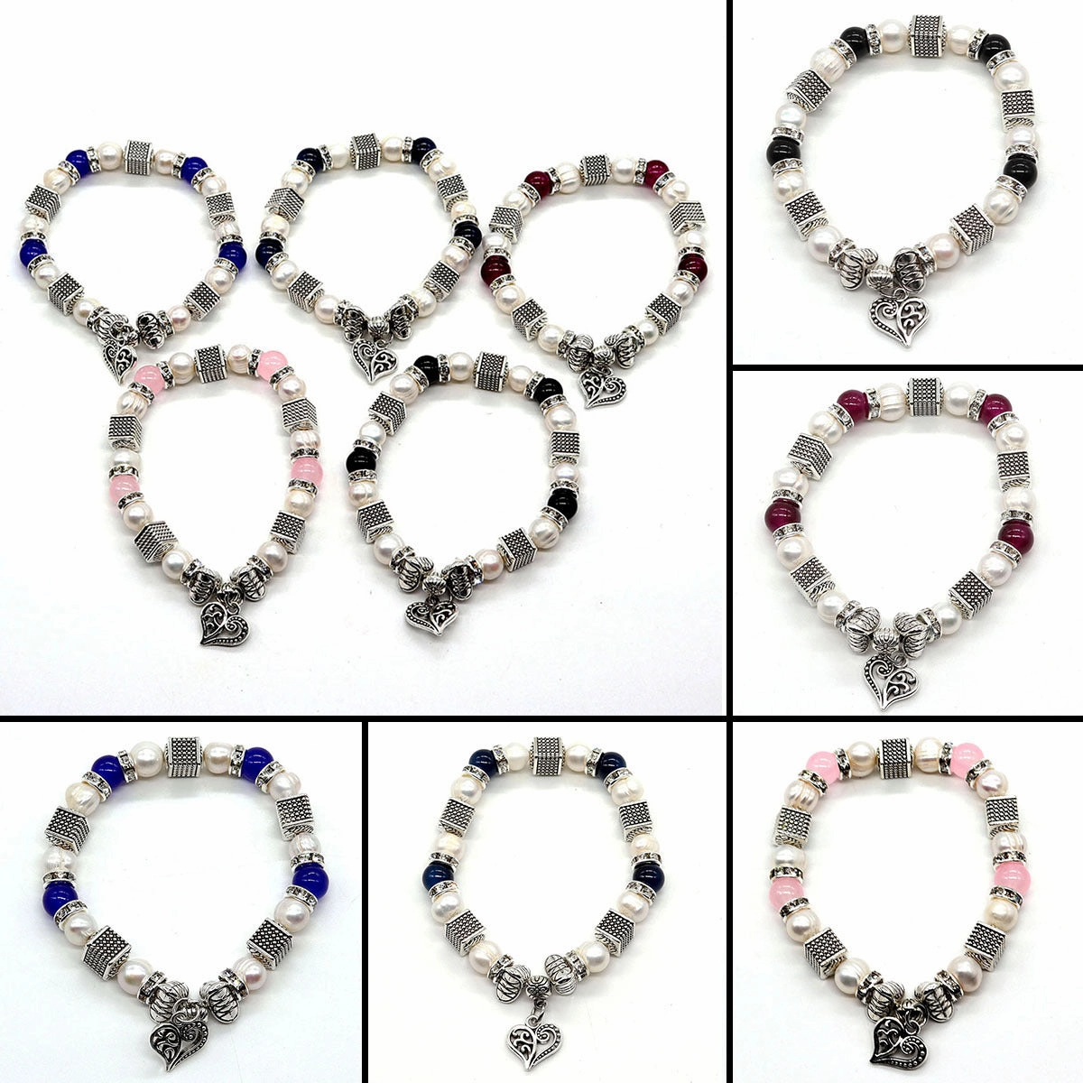 Wholesale Natural Pearl Zinc Alloy Beads Bracelet