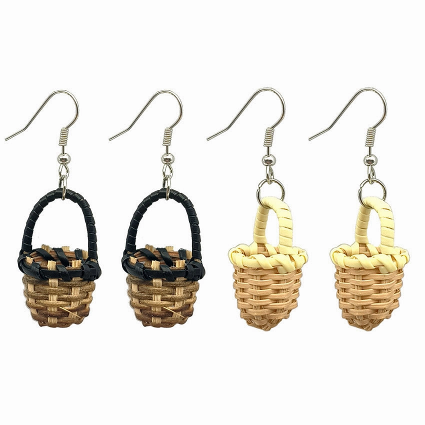 Wholesale Natural Rattan Woven Earrings