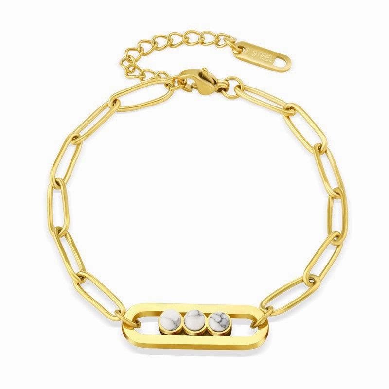 Wholesale Natural Stone All-around Titanium Steel Bracelet