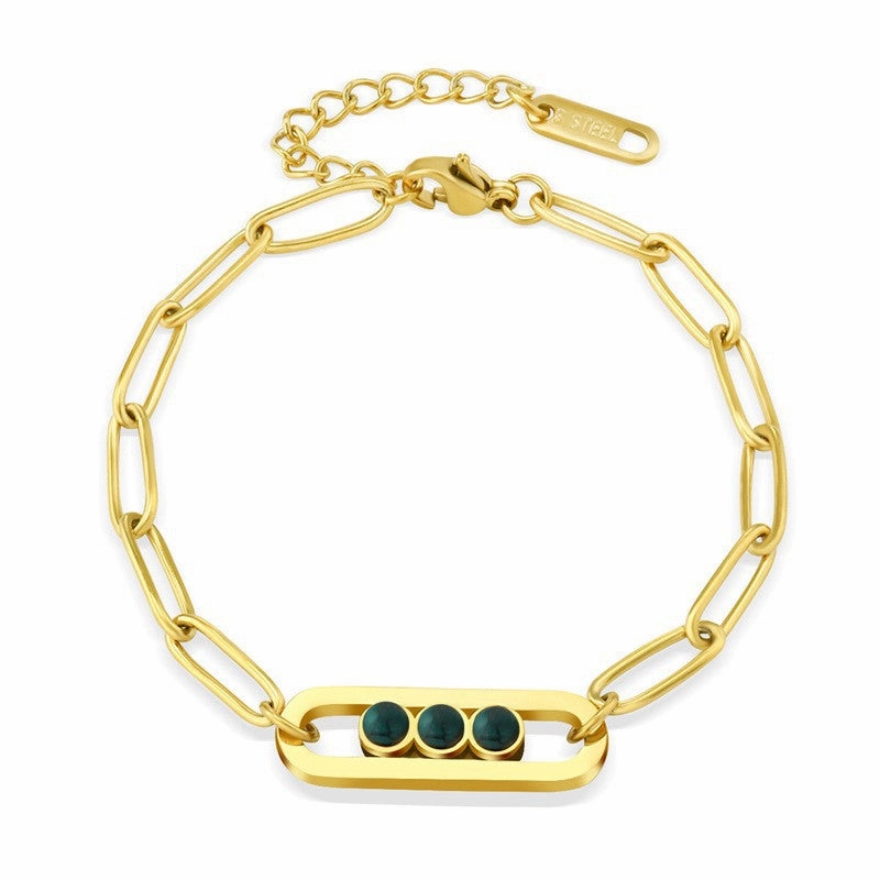 Wholesale Natural Stone All-around Titanium Steel Bracelet