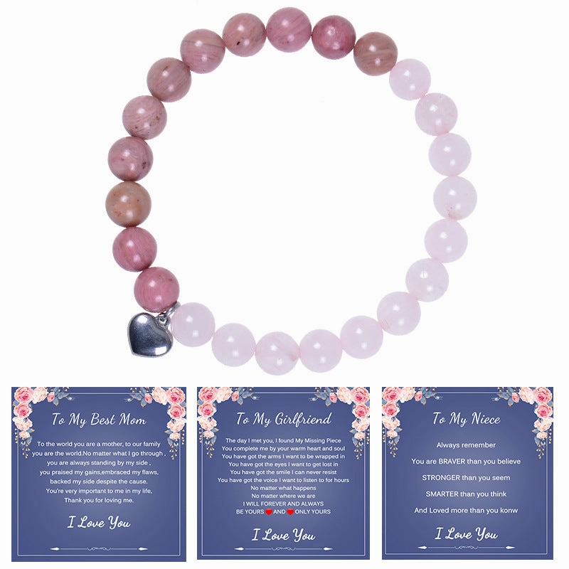 Wholesale Natural Stone Beaded Crystal Pink Zebra Stone Bracelet