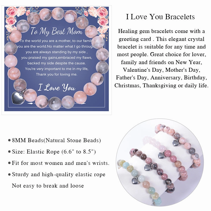 Wholesale Natural Stone Beaded Crystal Pink Zebra Stone Bracelet