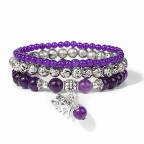 Wholesale Natural Stone Beads Electroplated Volcanic Stone Beads Elephant Pendant Three Layers Bracelet
