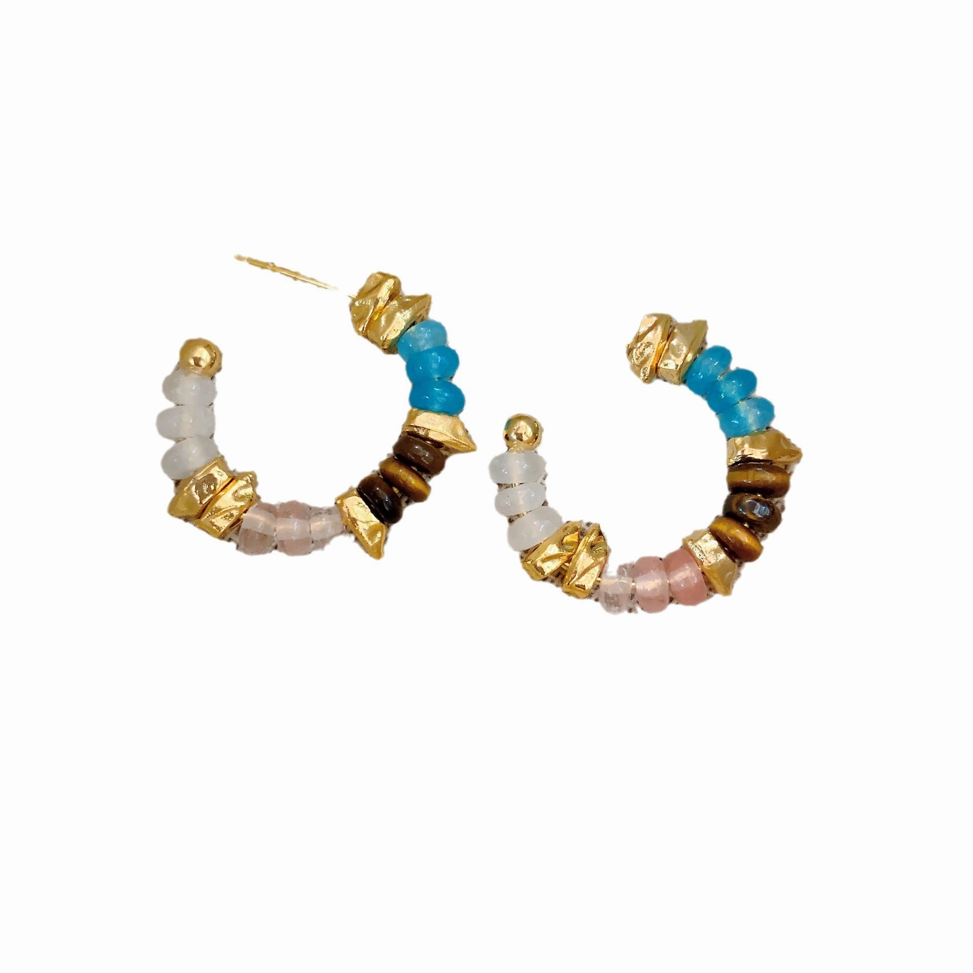 Wholesale Natural Stone Beads Gold-plated Silver Needle Earrings