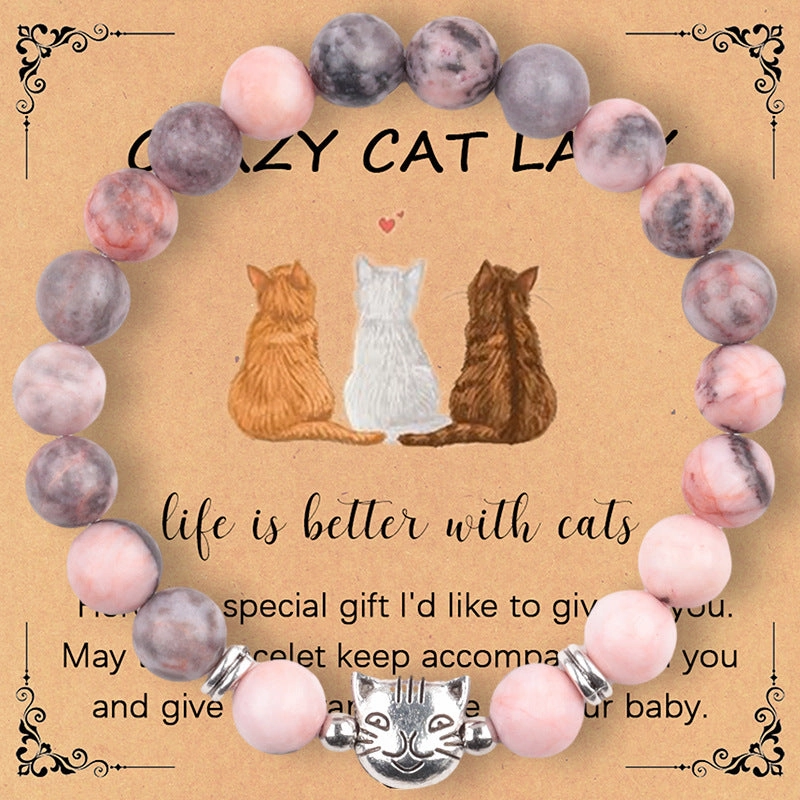 Wholesale Natural Stone Cat Head Bracelet