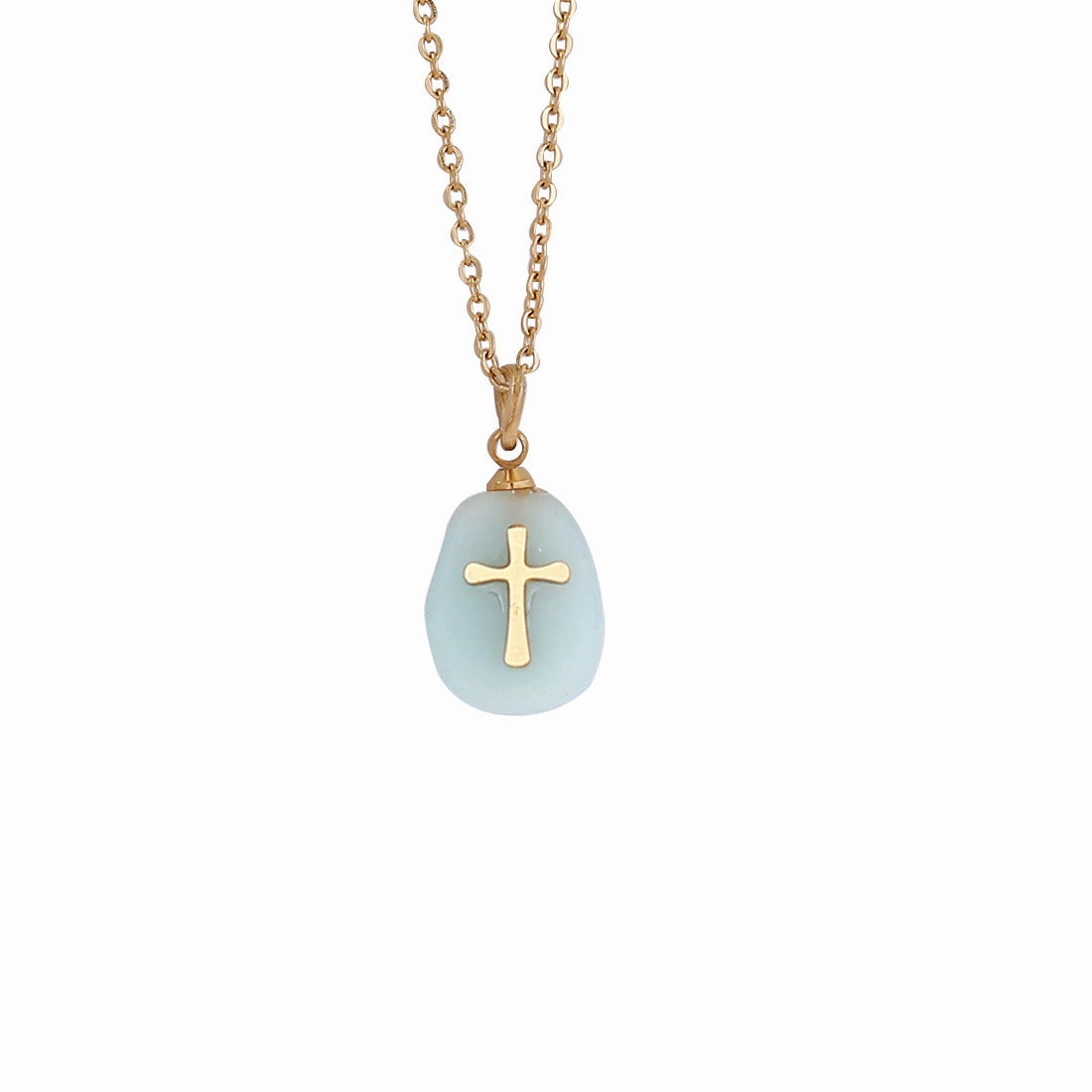 Wholesale Natural Stone Crosses Stainless Steel Necklaces
