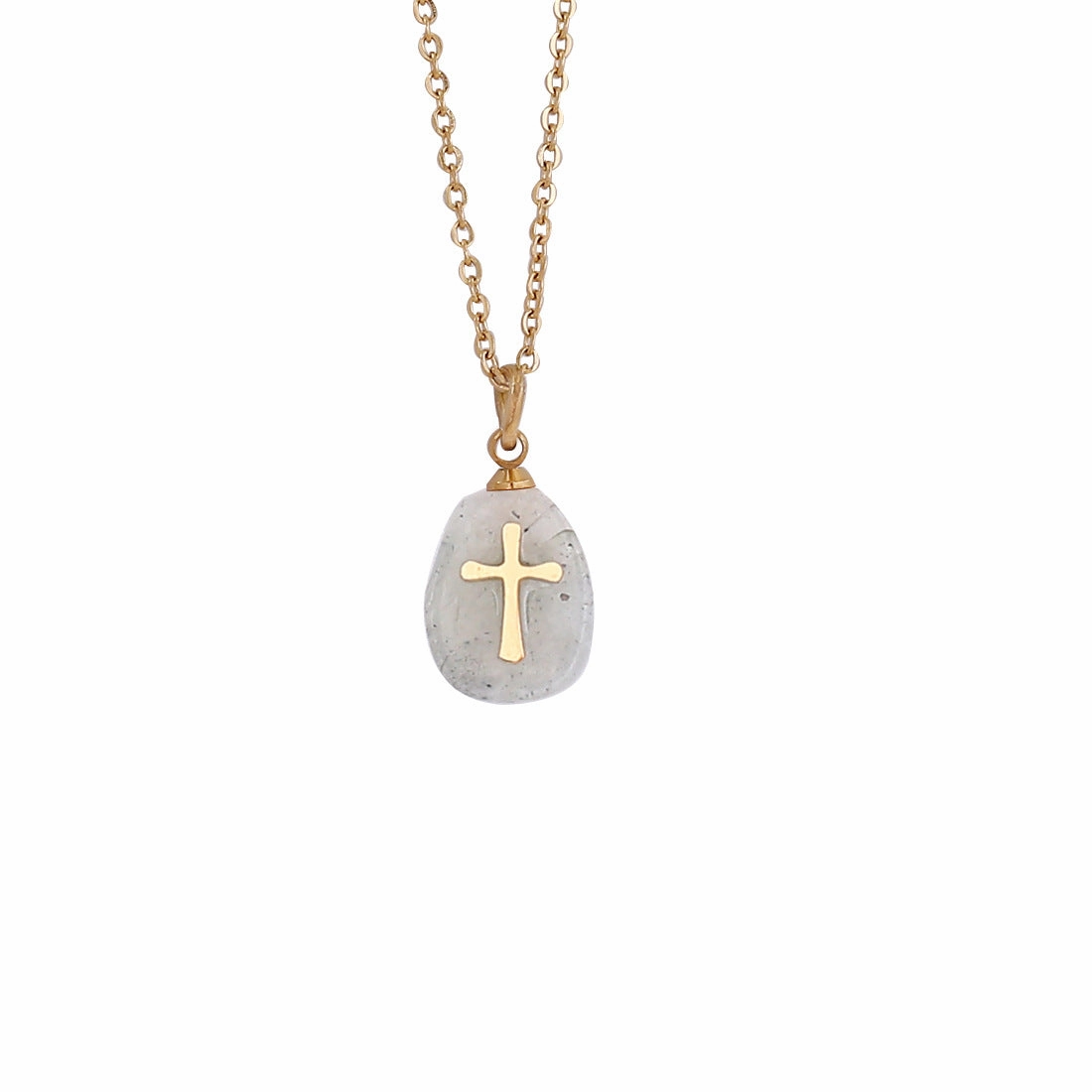 Wholesale Natural Stone Crosses Stainless Steel Necklaces