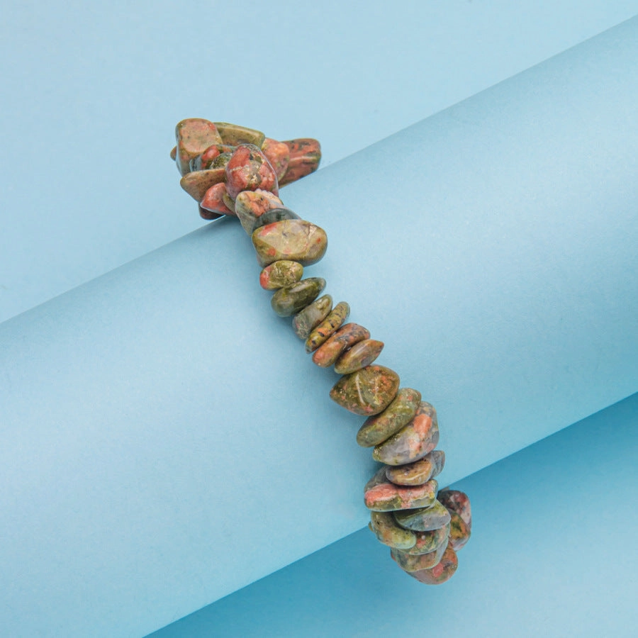 Wholesale natural stone crystal agate colorful gravel elastic bracelet