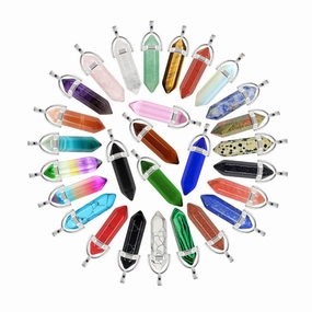 Wholesale Natural Stone Crystal Bullet Necklaces