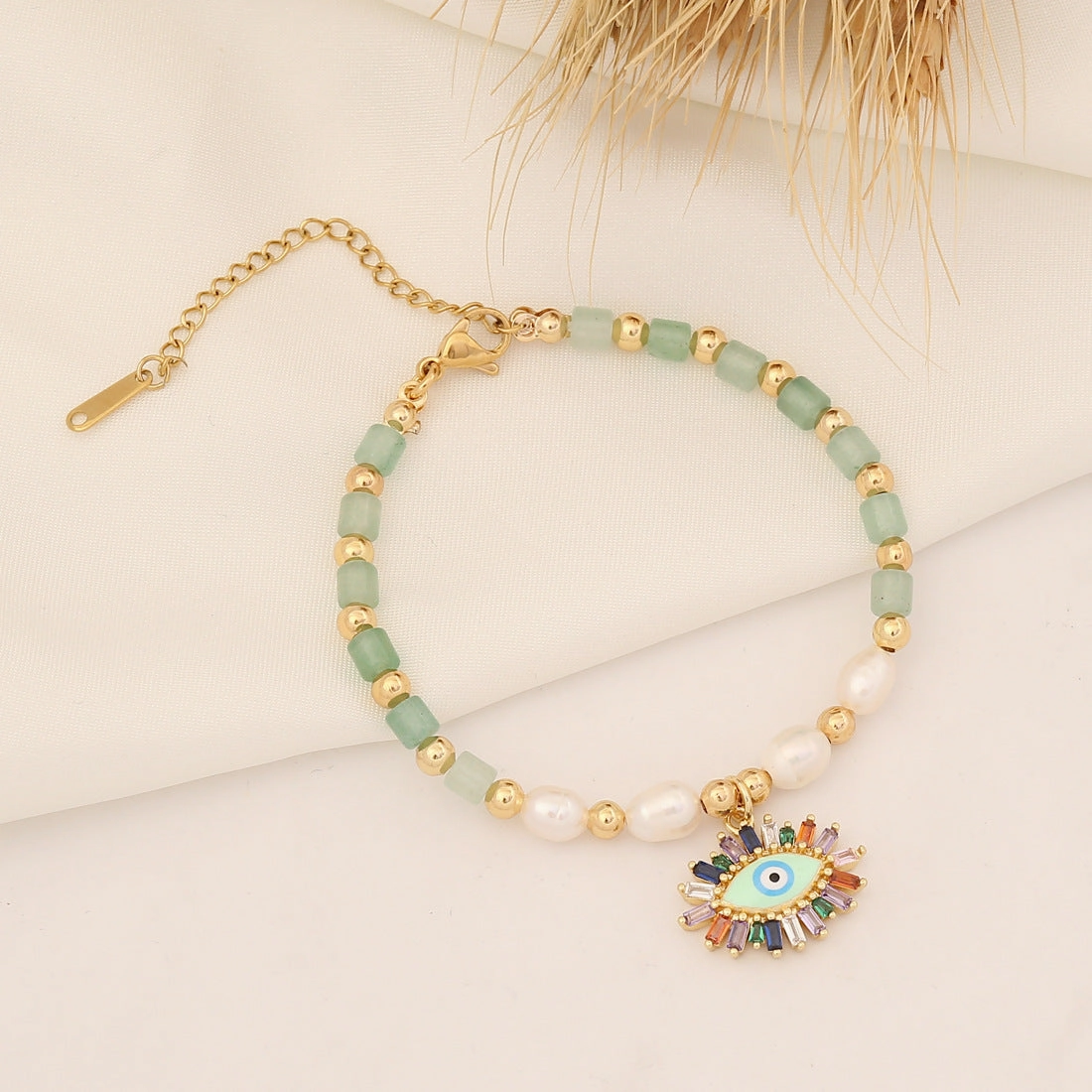 Wholesale Natural Stone Eye Pearl Copper Bracelet