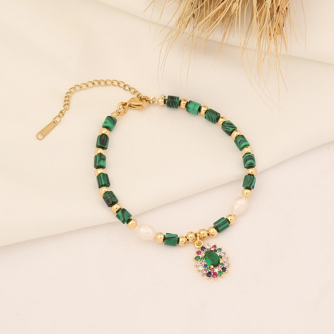 Wholesale Natural Stone Eye Pearl Copper Bracelet