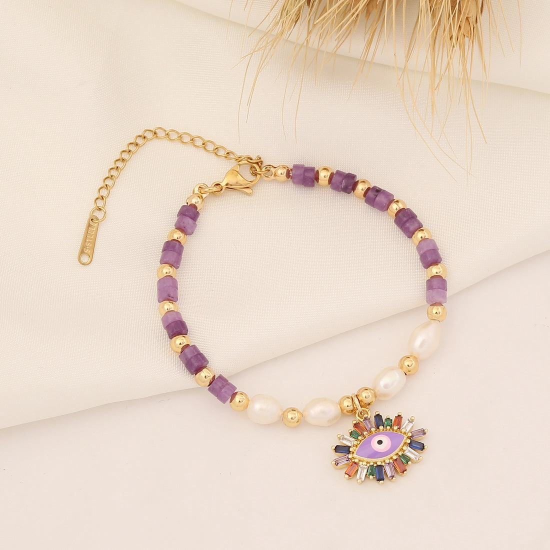 Wholesale Natural Stone Eye Pearl Copper Bracelet