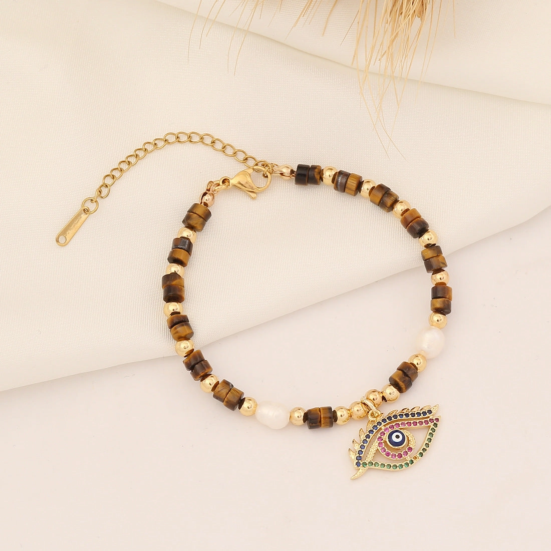 Wholesale Natural Stone Eye Pearl Copper Bracelet