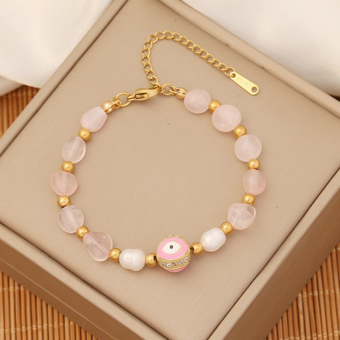 Wholesale Natural Stone Eyes Stainless Steel Bracelet