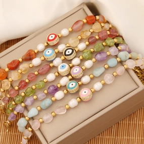 Wholesale Natural Stone Eyes Stainless Steel Bracelet