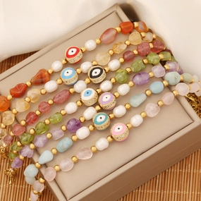 Wholesale Natural Stone Eyes Stainless Steel Bracelet