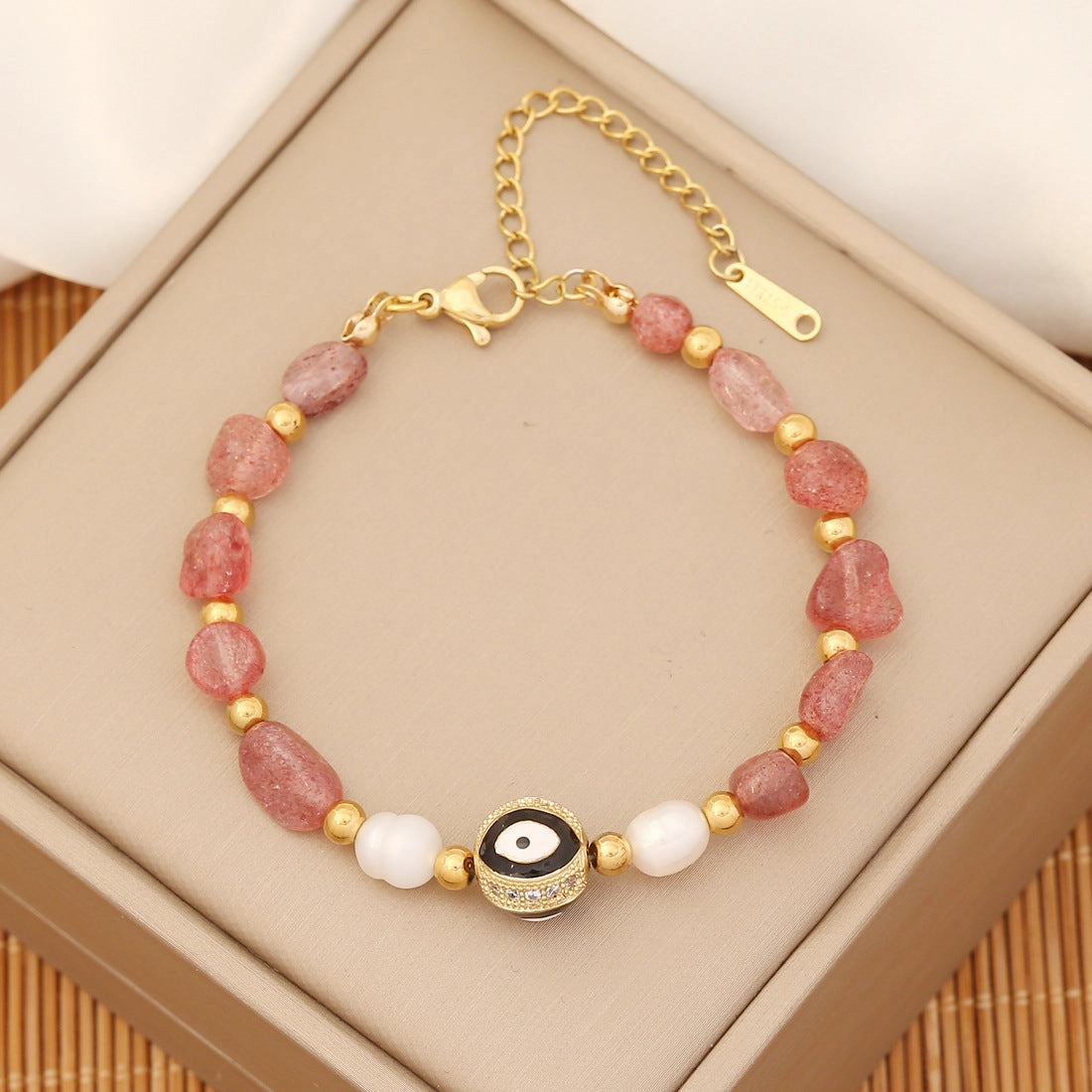 Wholesale Natural Stone Eyes Stainless Steel Bracelet