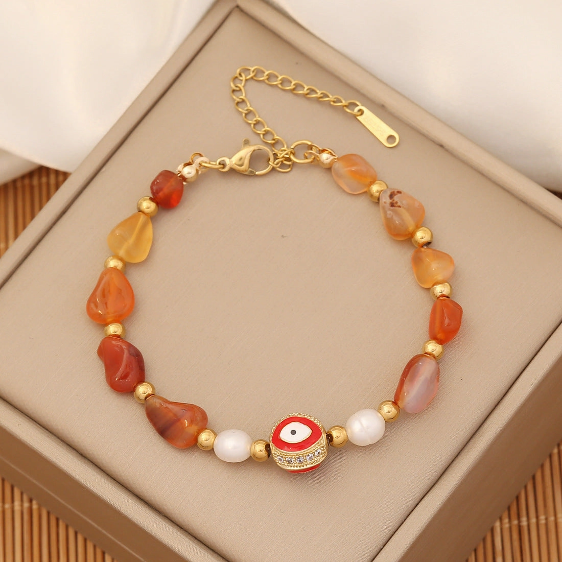 Wholesale Natural Stone Eyes Stainless Steel Bracelet