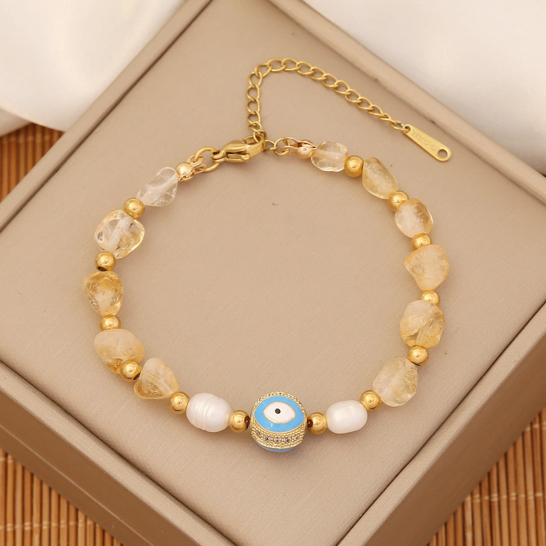 Wholesale Natural Stone Eyes Stainless Steel Bracelet