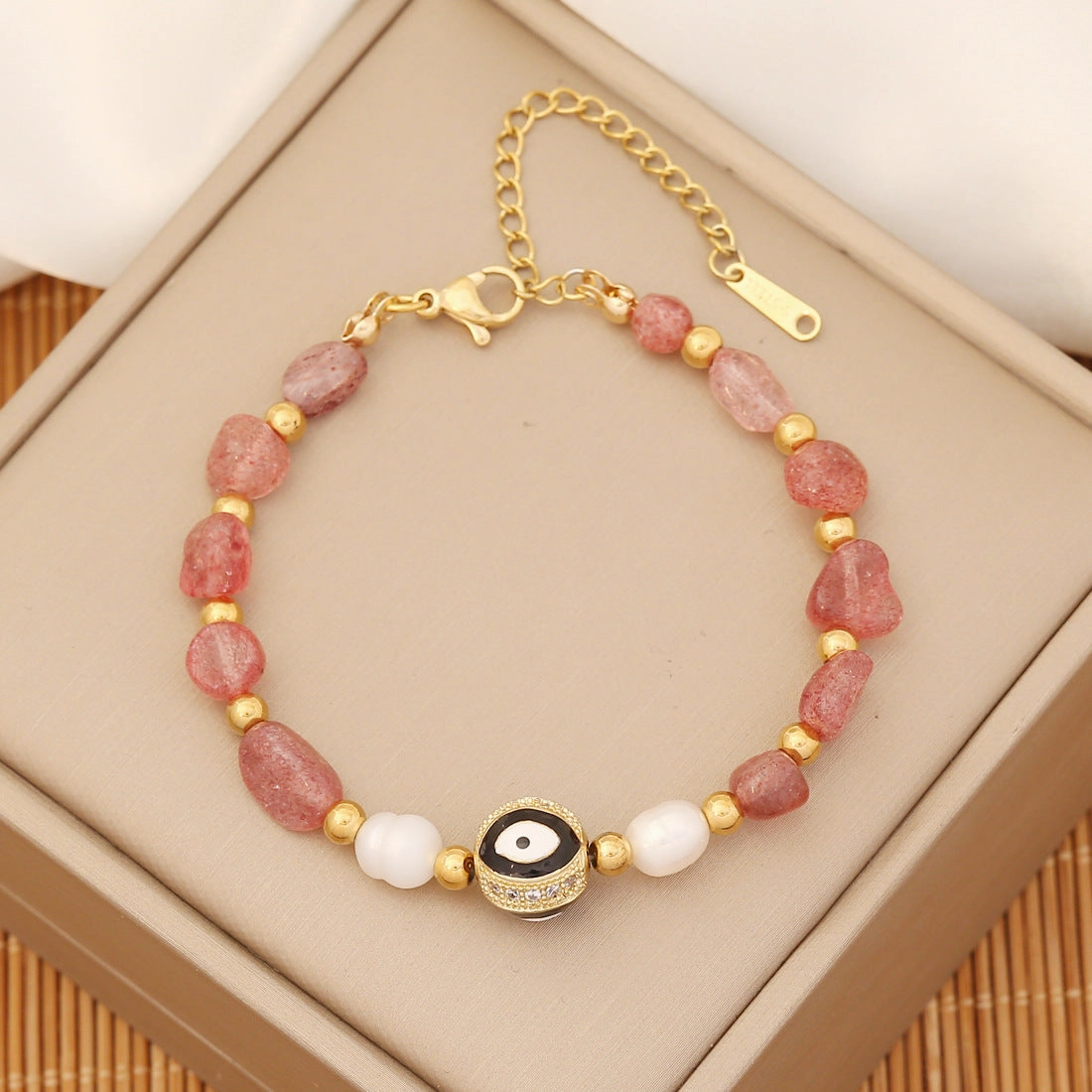 Wholesale Natural Stone Eyes Stainless Steel Bracelet