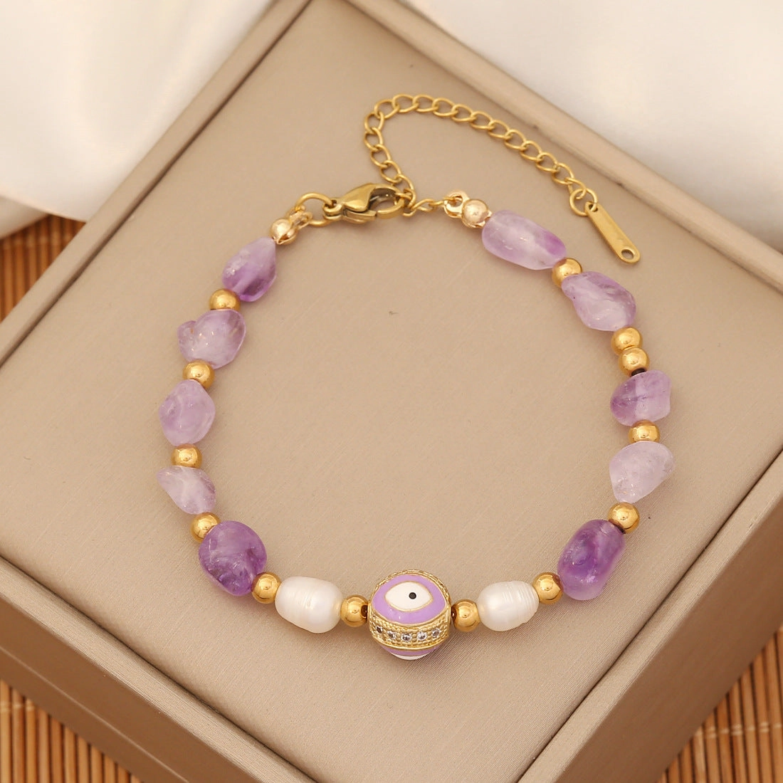 Wholesale Natural Stone Eyes Stainless Steel Bracelet
