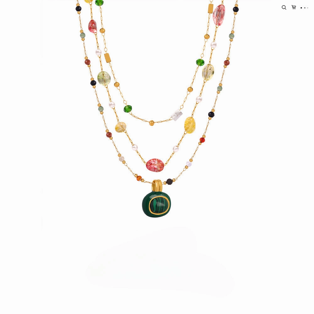 Wholesale Natural Stone Handmade Beaded Titanium Steel Necklaces