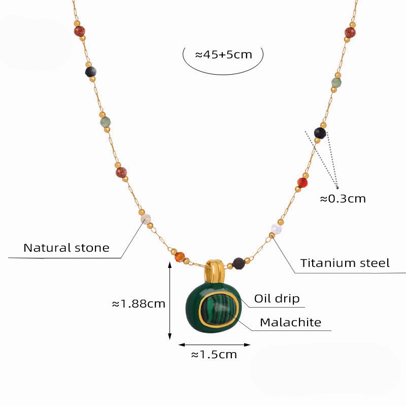 Wholesale Natural Stone Handmade Beaded Titanium Steel Necklaces