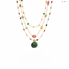 Wholesale Natural Stone Handmade Beaded Titanium Steel Necklaces