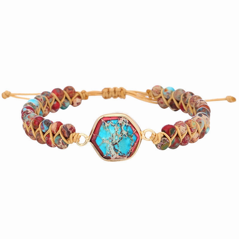 Wholesale Natural Stone Hexagram Handwoven Bracelet