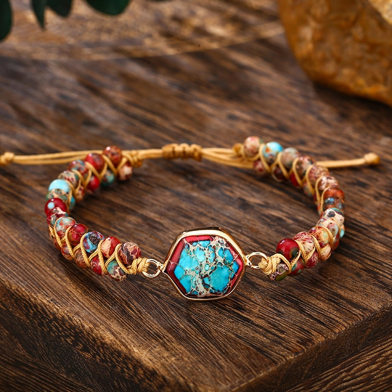 Wholesale Natural Stone Hexagram Handwoven Bracelet