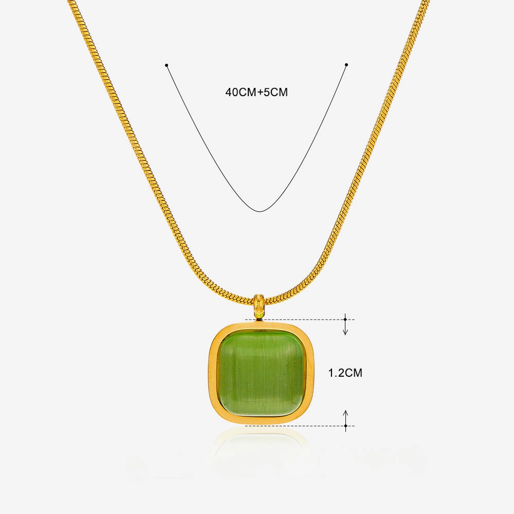 Wholesale Natural Stone Inlaid Stainless Steel Necklace