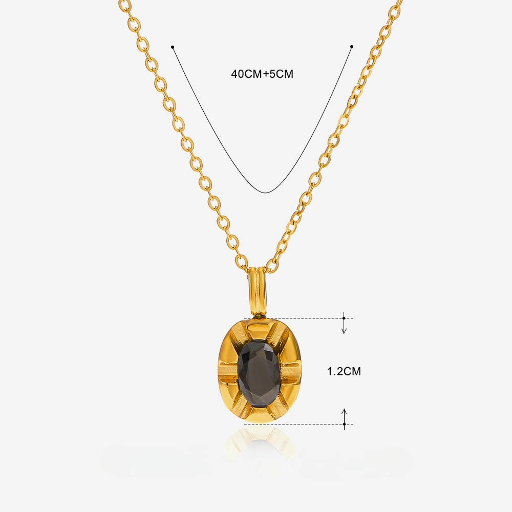 Wholesale Natural Stone Inlaid Stainless Steel Necklace
