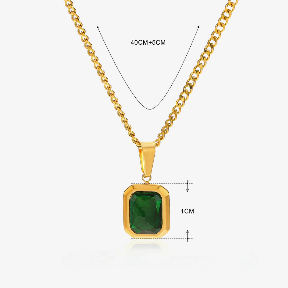 Wholesale Natural Stone Inlaid Stainless Steel Necklace