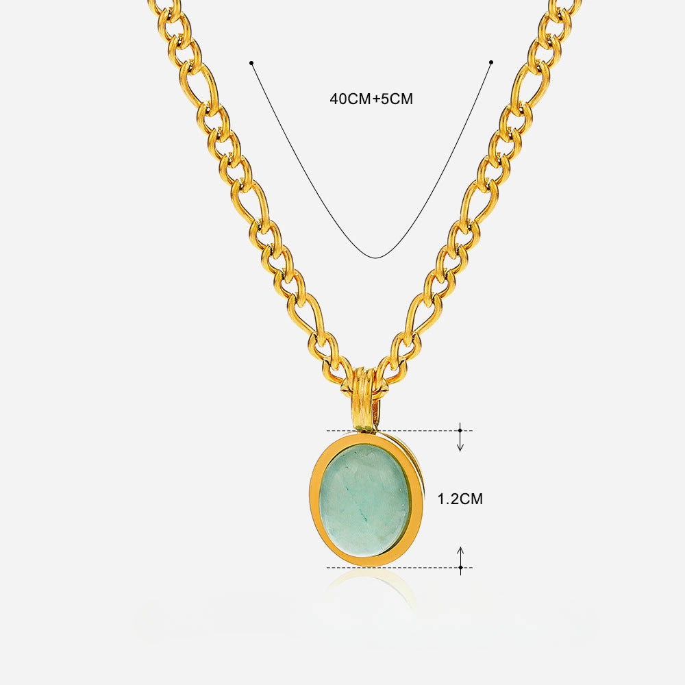 Wholesale Natural Stone Inlaid Stainless Steel Necklace