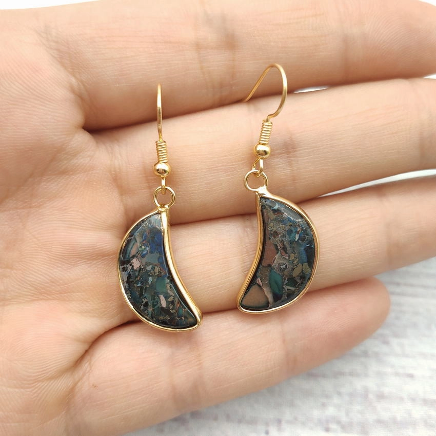 Wholesale Natural Stone Moon Star Earrings
