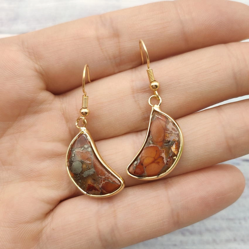 Wholesale Natural Stone Moon Star Earrings