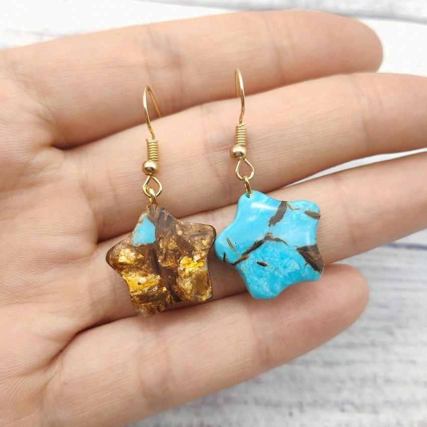 Wholesale Natural Stone Moon Star Earrings