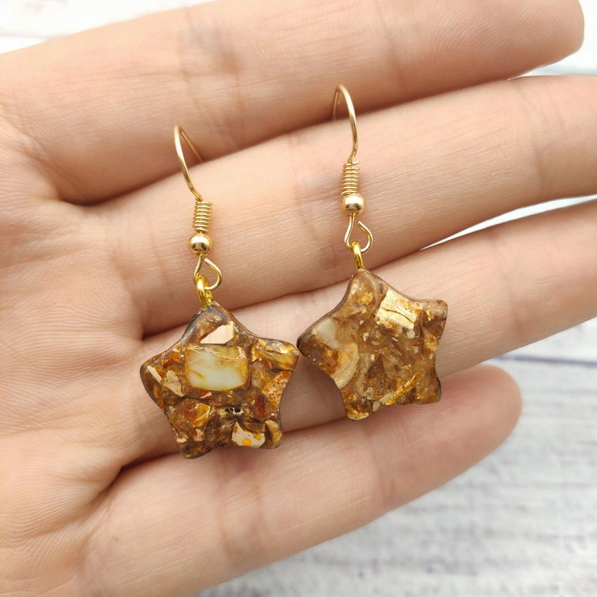 Wholesale Natural Stone Moon Star Earrings